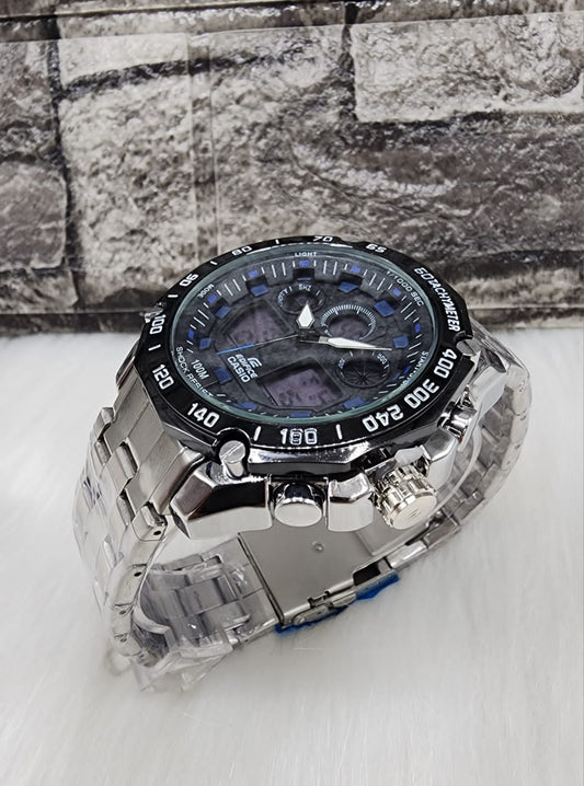 Reloj casio edifice doble hora repujado